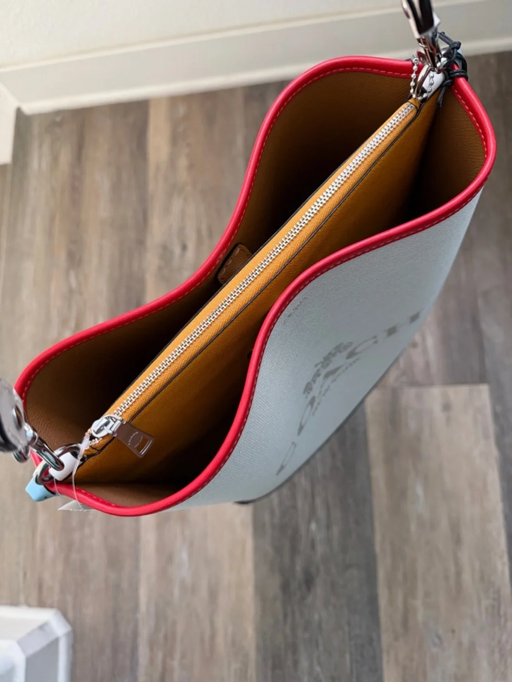 NWT Coach Colorblock Canvas Mollie Bucket Bag — Cream, Red, Navy & Yellow.